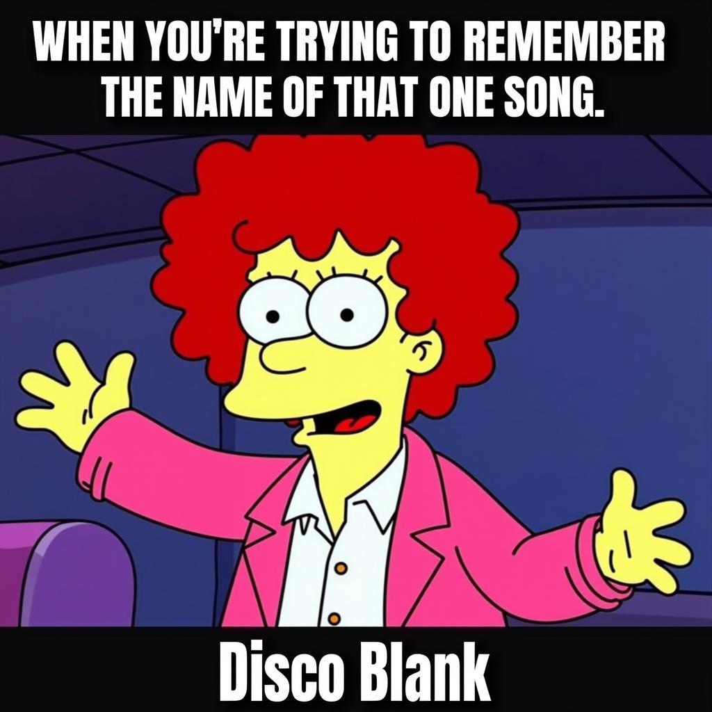 A popular meme featuring Disco Stu's "Disco Blank" catchphrase.