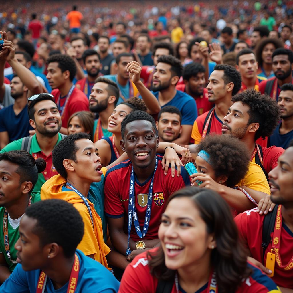 Diverse Crowd of Fans at a Football Match