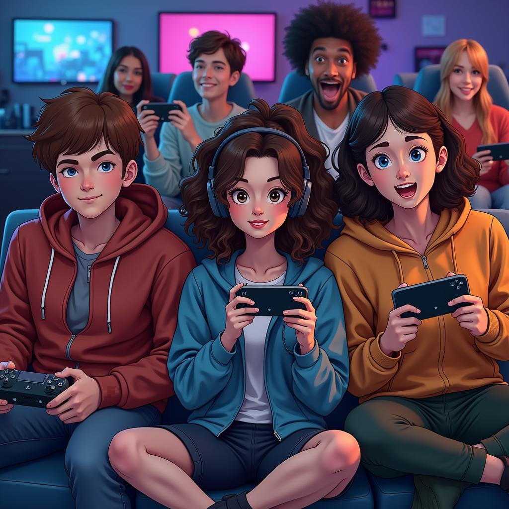 Diverse Gamers Enjoying Different Games