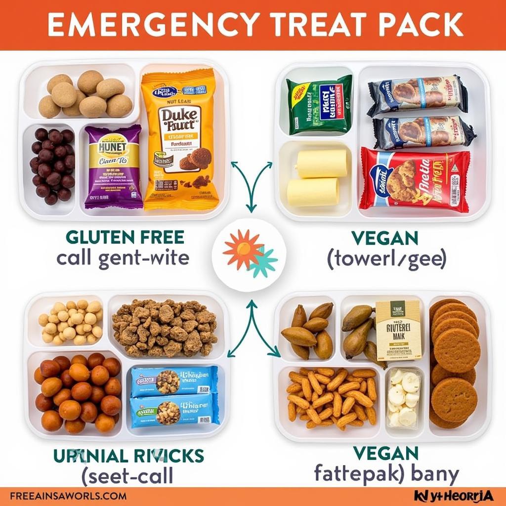 Diverse staff emergency treat pack with options for various dietary needs