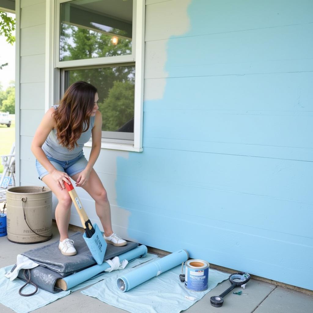 DIY Exterior Wall Painting Project with Fresh Coat of Paint