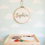 DIY Nursery Name Art with Fabric and Embroidery