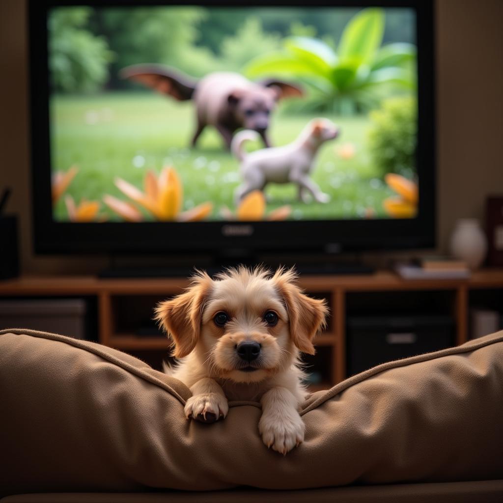 Dog Hiding From TV