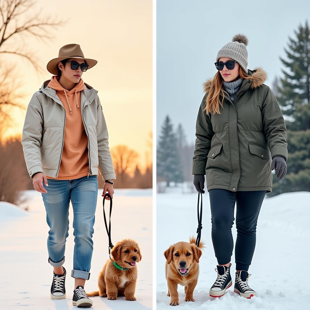 Dog walking outfits for summer and winter