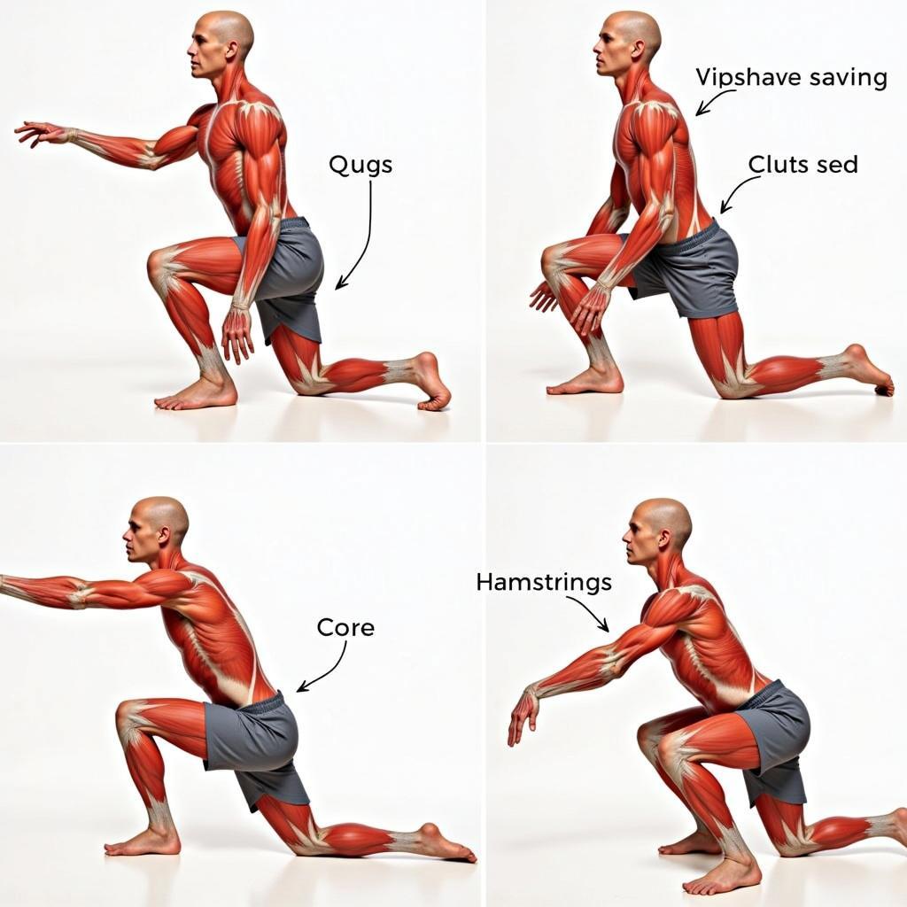 Highlighting the muscles activated during a dragon squat