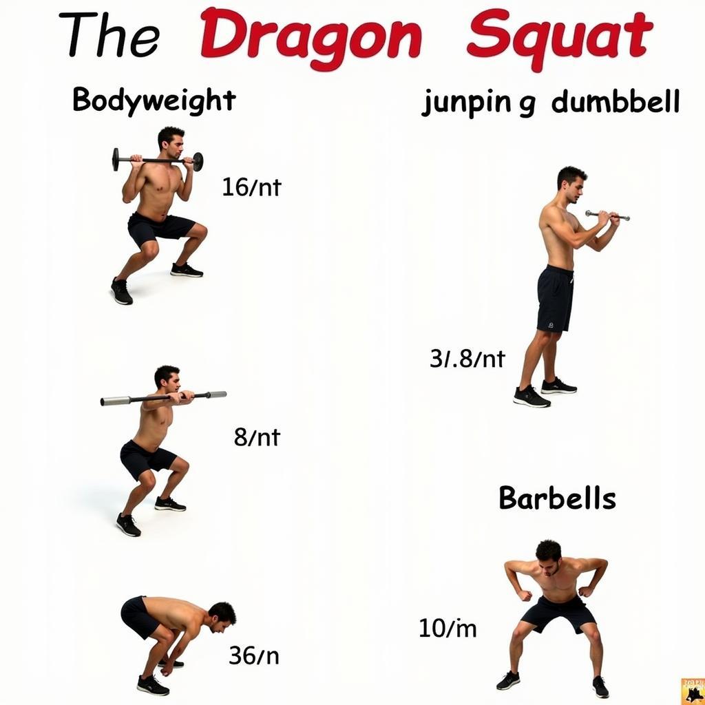 Showing different variations of the dragon squat