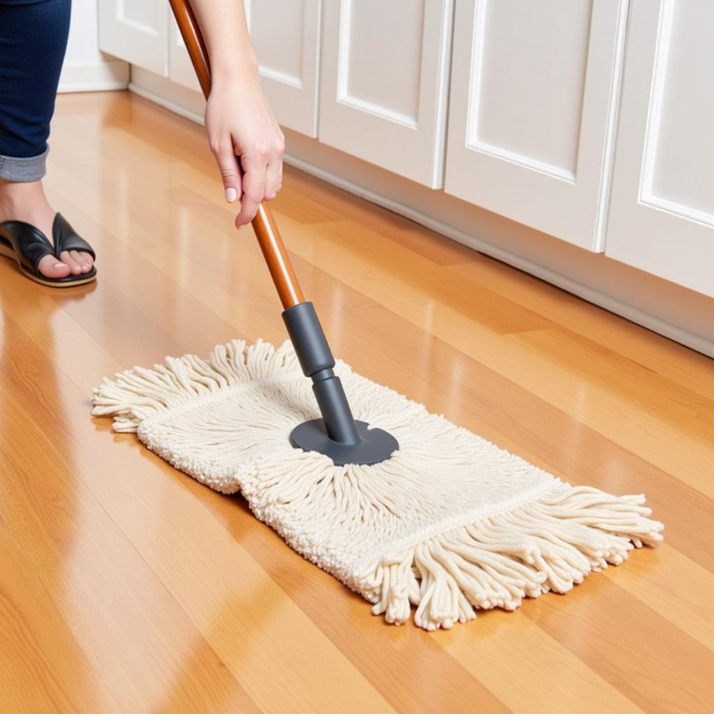 Dry Dust Mop on Hardwood Floor