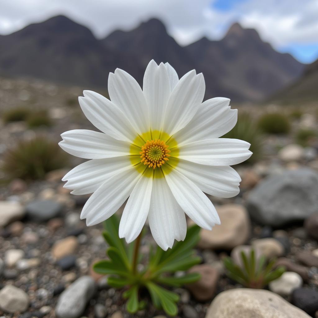 Dryas octopetala flower blooming on a mountain