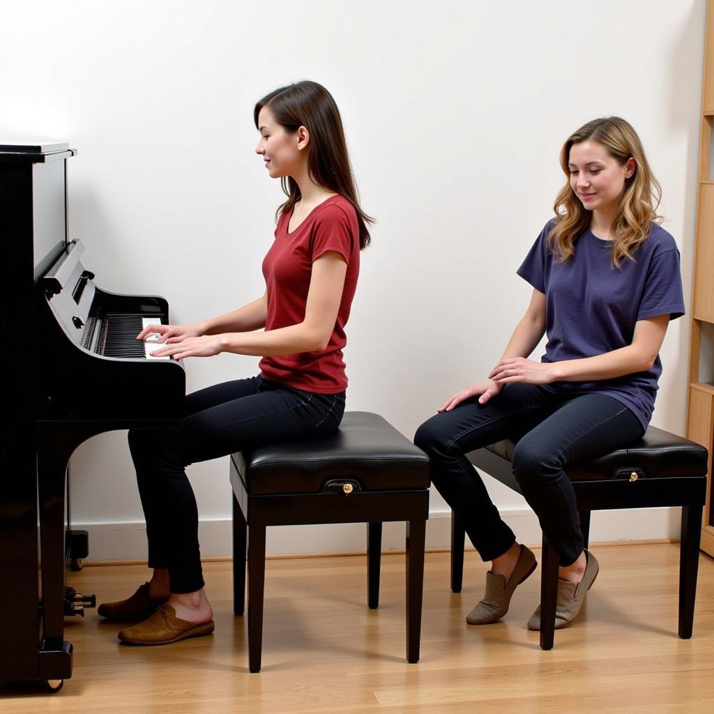 Duet Piano Bench for Collaborative Playing