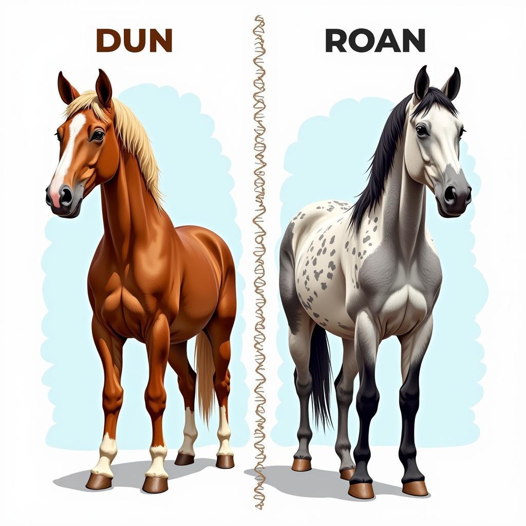 Comparing Dun and Roan Horse Coat Colors