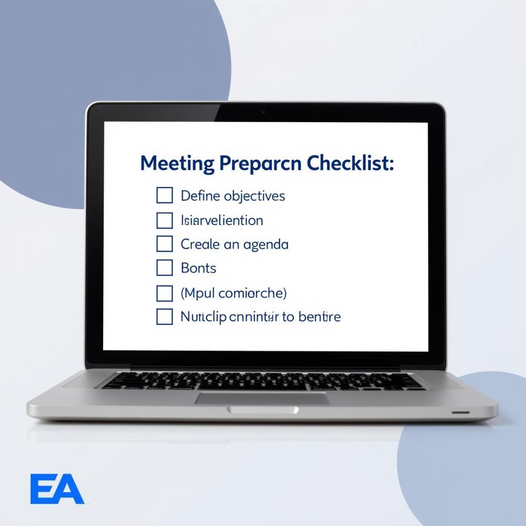 EA Meeting Preparation Checklist on a Laptop