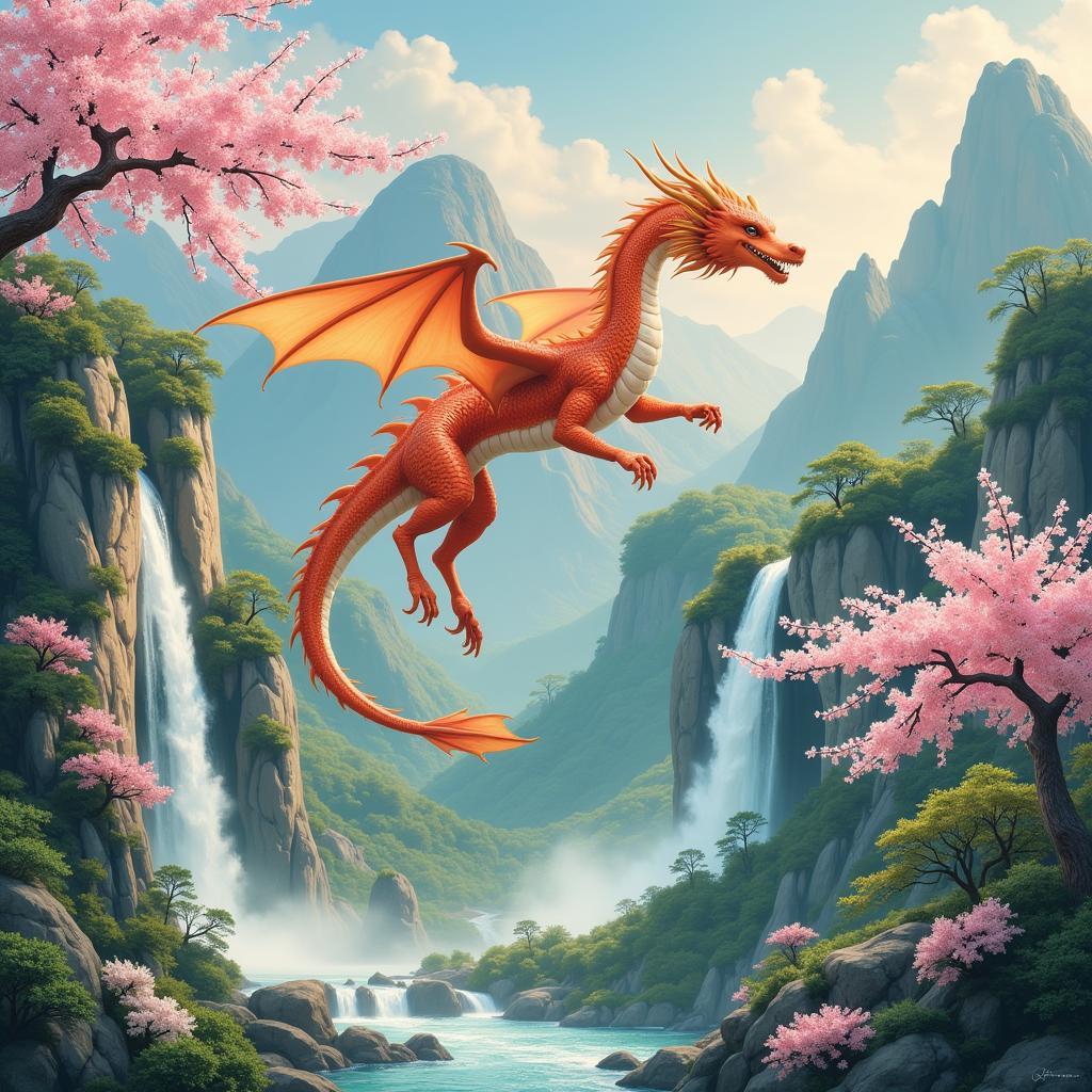 Eastern Dragon in Serene Landscape