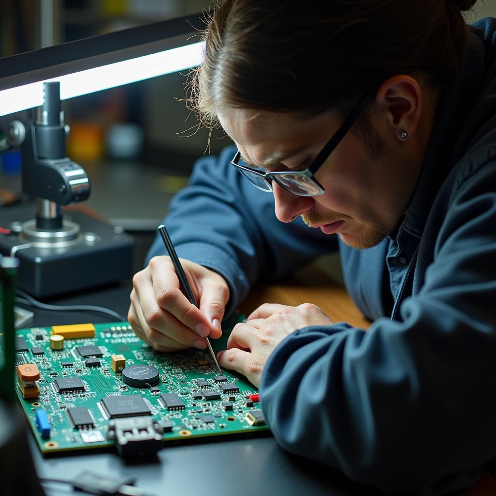 Electrical Engineer Designing a Circuit Board