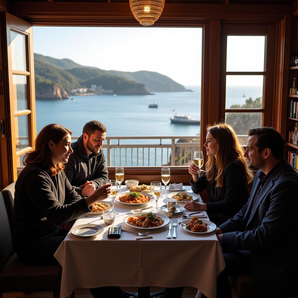 Enjoying Bouillabaisse at a Sea View Restaurant