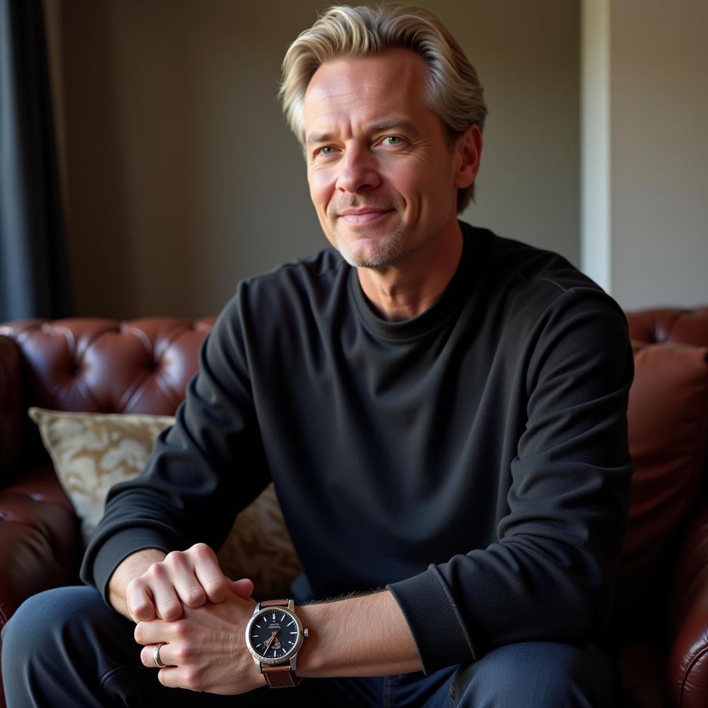 Erling Haaland in an interview, his watch subtly visible