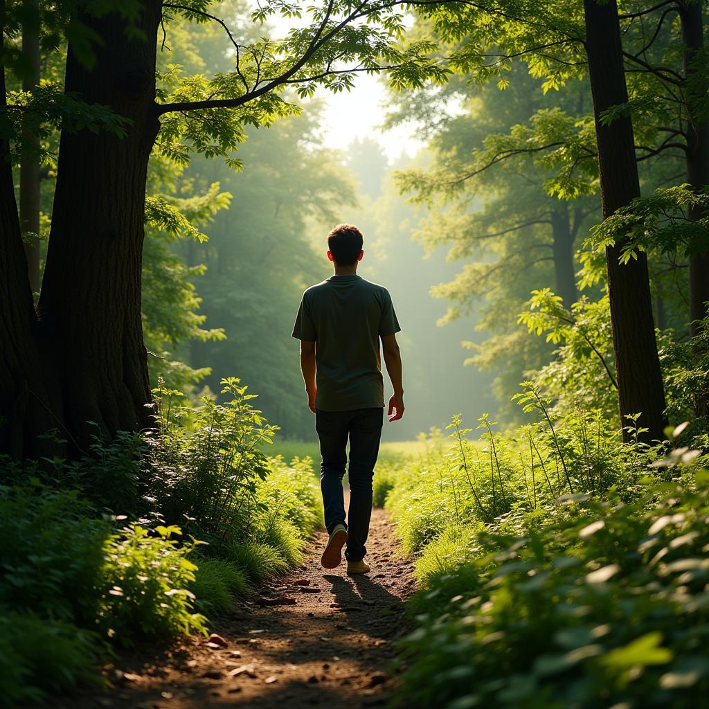 Taking a nature walk as an escape window