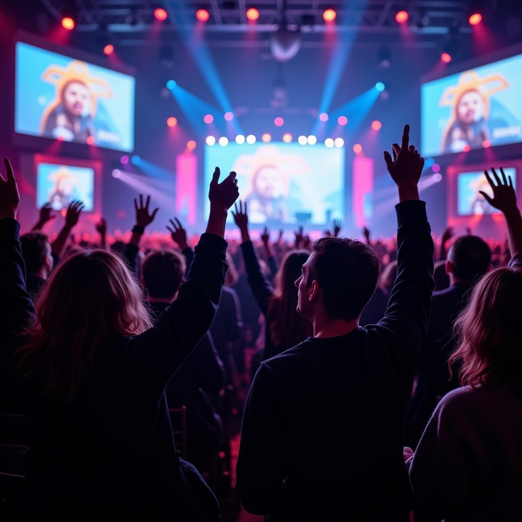 Excited Fans at a Gaming Event