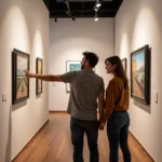 Couple exploring art galleries in Lafayette Indiana