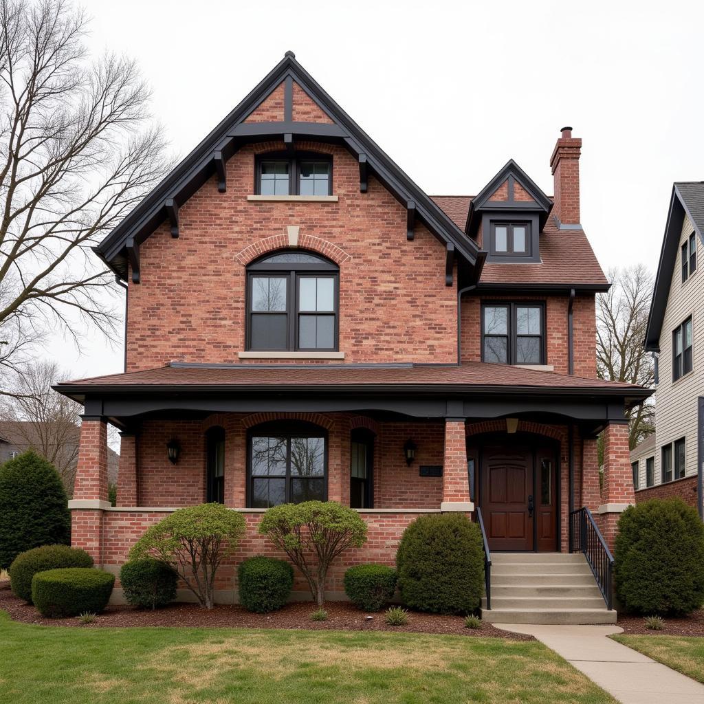 Brick Pattern Exterior Wallpaper on a Victorian Home