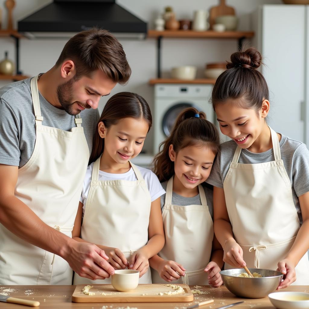 Family Wearing Matching Aprons