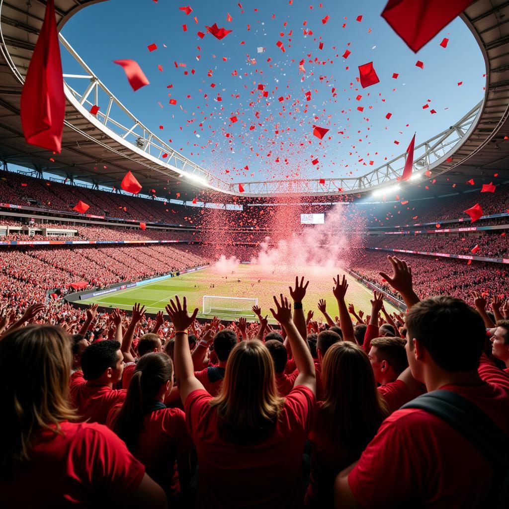 Fans celebrating their team's victory after a thrilling clash of clubs.