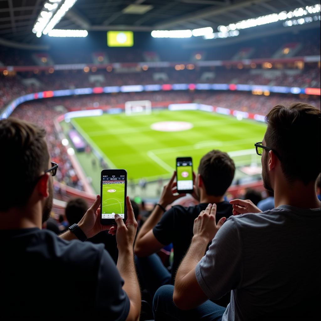 Fans Using Mobile App at Sporting Event