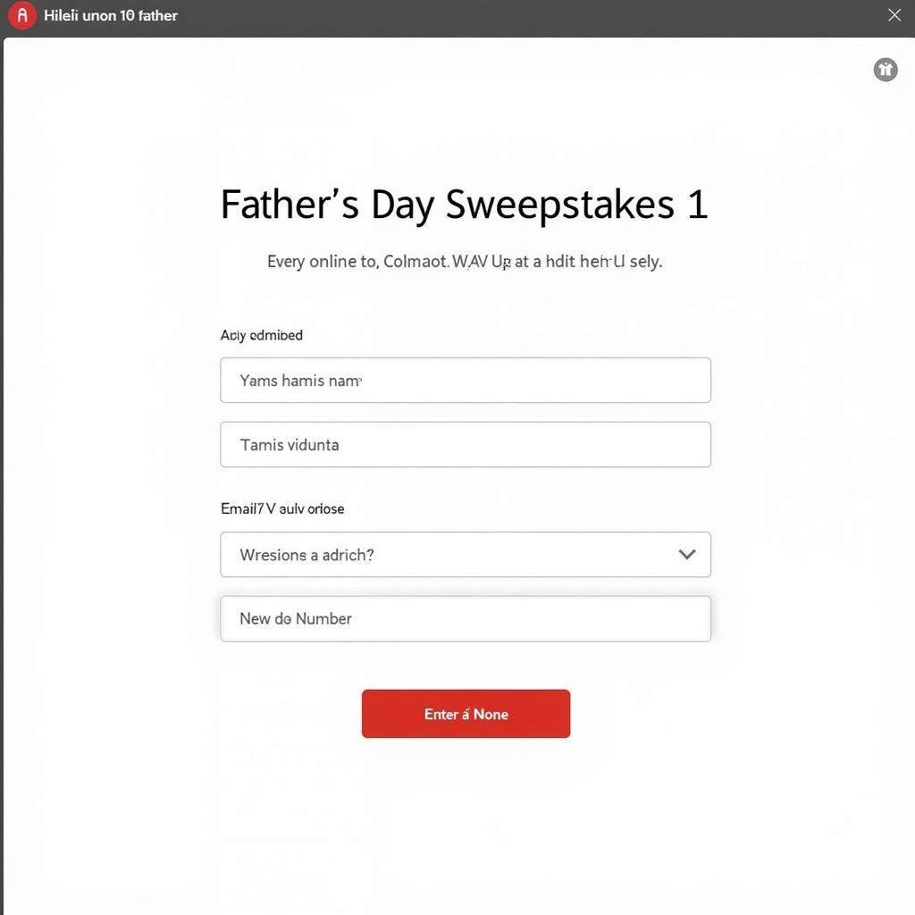 VNG Games Father's Day Sweepstakes Entry Form