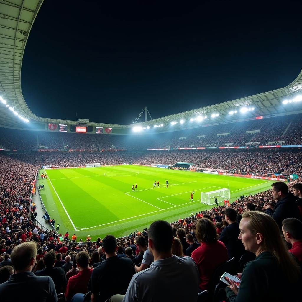 Field Level View of a Football Game