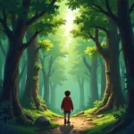 Exploring a serene forest in a VNG game to find the perfect nifty nook