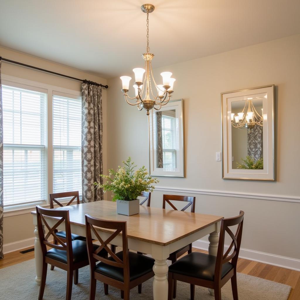 Completed Chandelier Kit Installation in a Dining Room