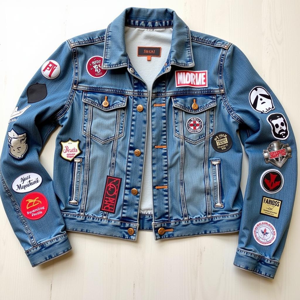 Finished Denim Jacket Customized with Iron-on Patches