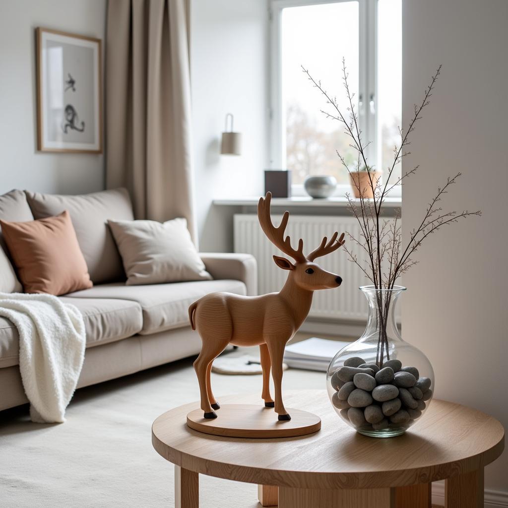 Finnish Decorations Made of Natural Materials: Wooden sculptures and stone accents bring a touch of nature indoors.