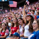 Patriotic Student Section at a High School Football Game