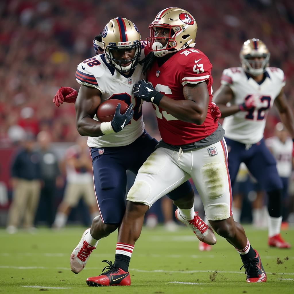 Football Player Breaking a Tackle