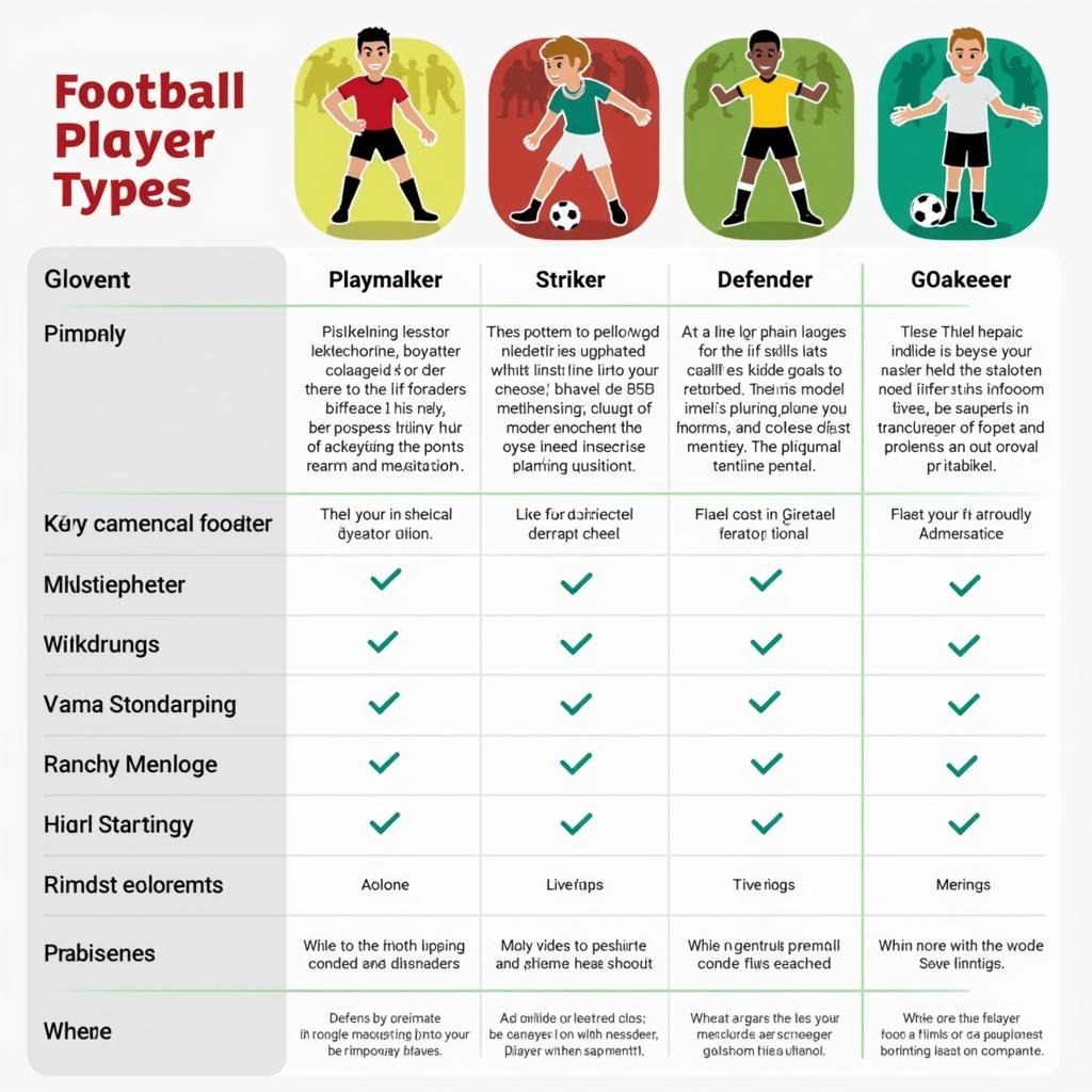 Comparison of Different Football Player Types