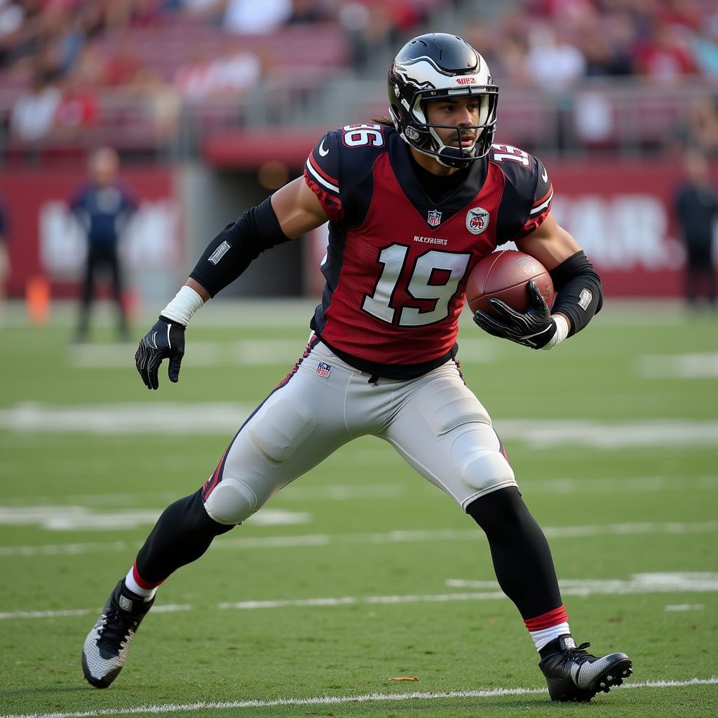 Football Player Wearing Padded Arm Sleeves