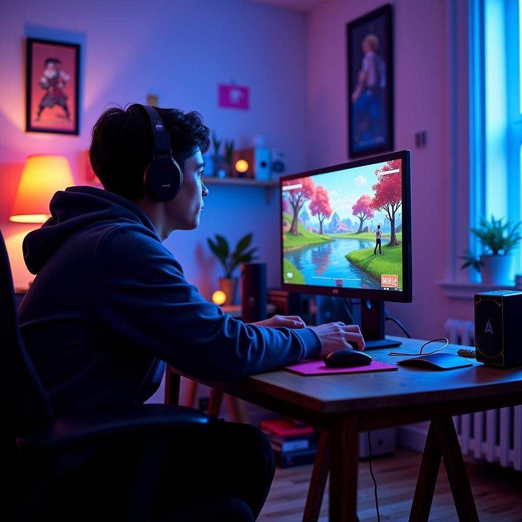 Playing Fortnite on an official platform for a secure gaming experience.