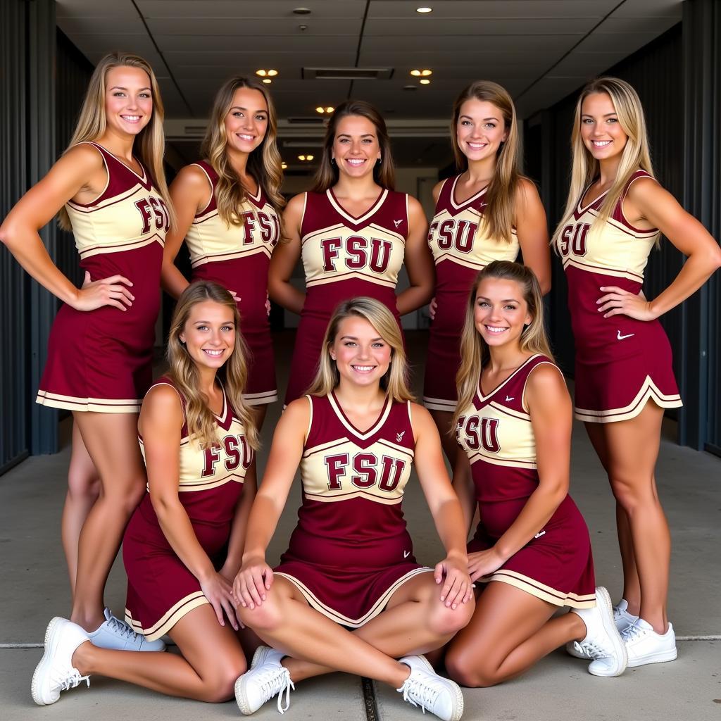 FSU Cheerleaders Posing in Uniform