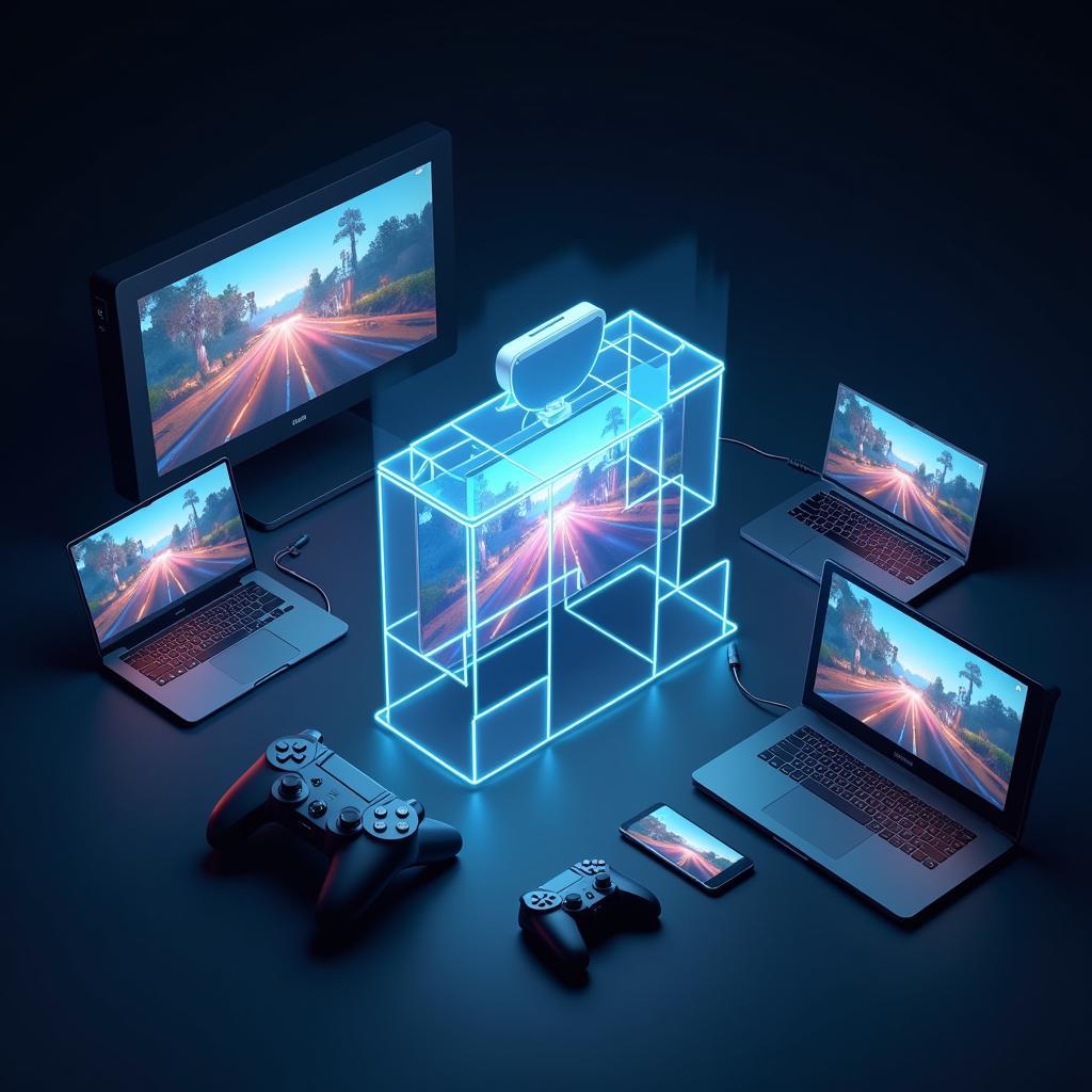 Conceptual image visualizing the seamless integration of different gaming platforms