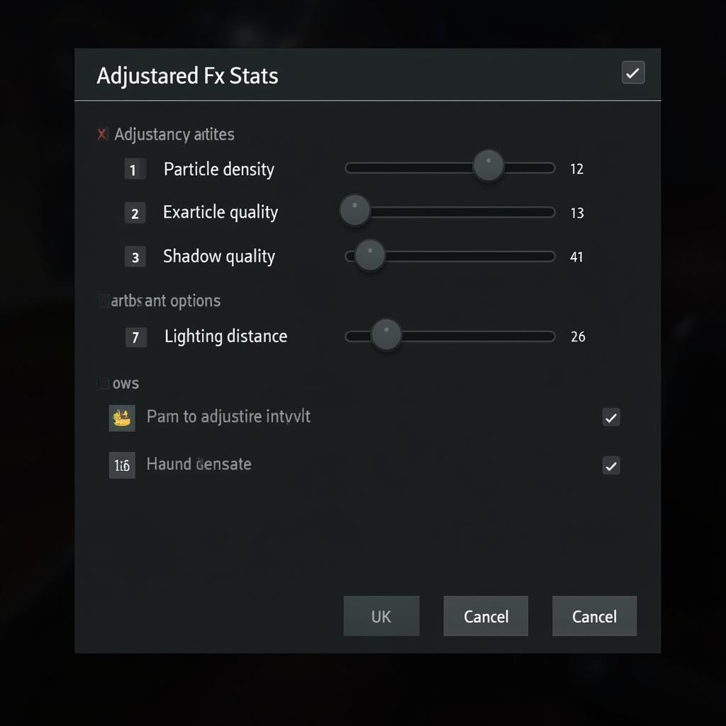 Example FX Stat Settings Menu