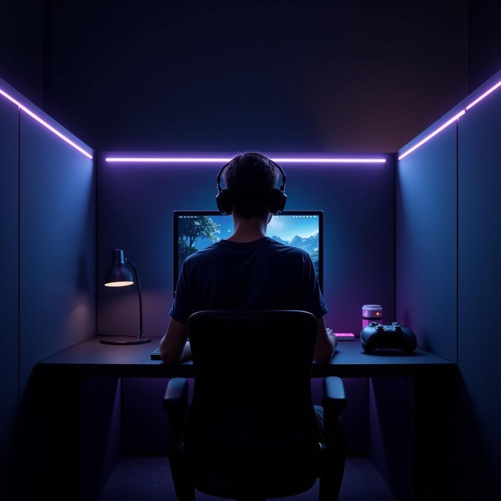 Gamer with Privacy Wall Kit and Accessories