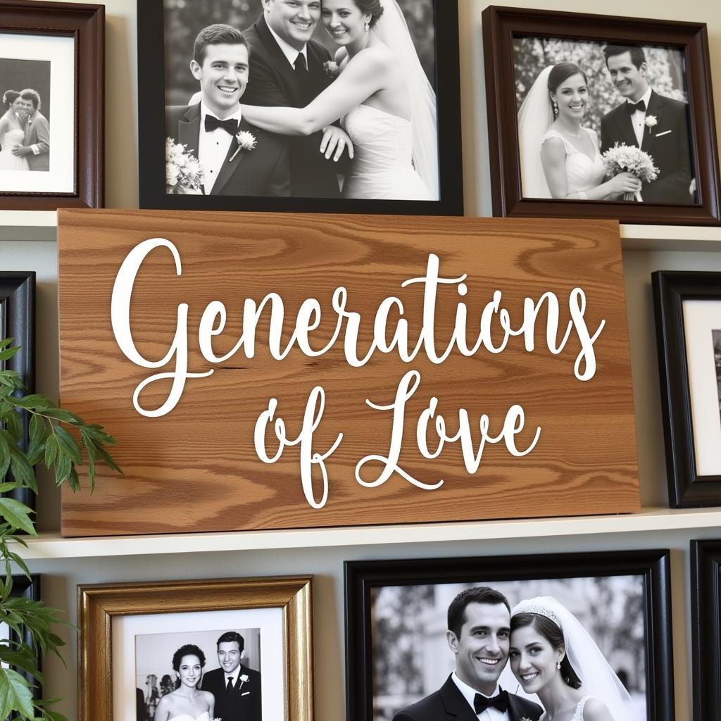 Generations of Love Wedding Sign Display with photos