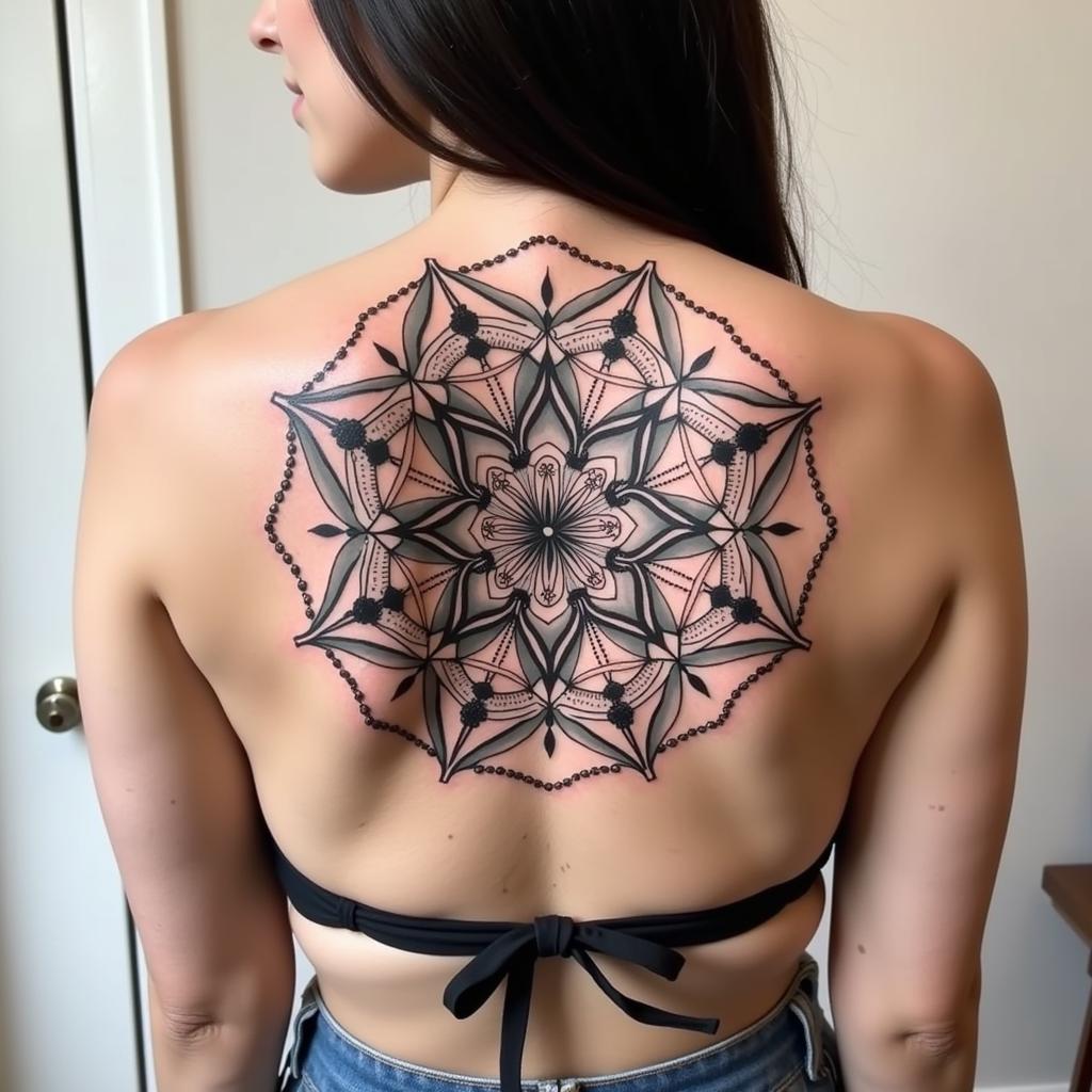 Geometric Mandala Cover Up Tattoo on Back