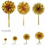 Variety of gold cheerleader pom poms