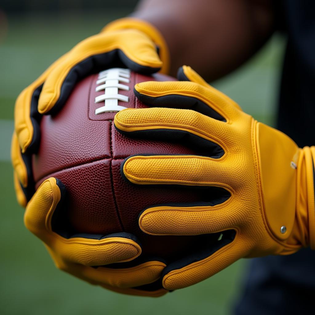 Gold Football Gloves Enhance Grip