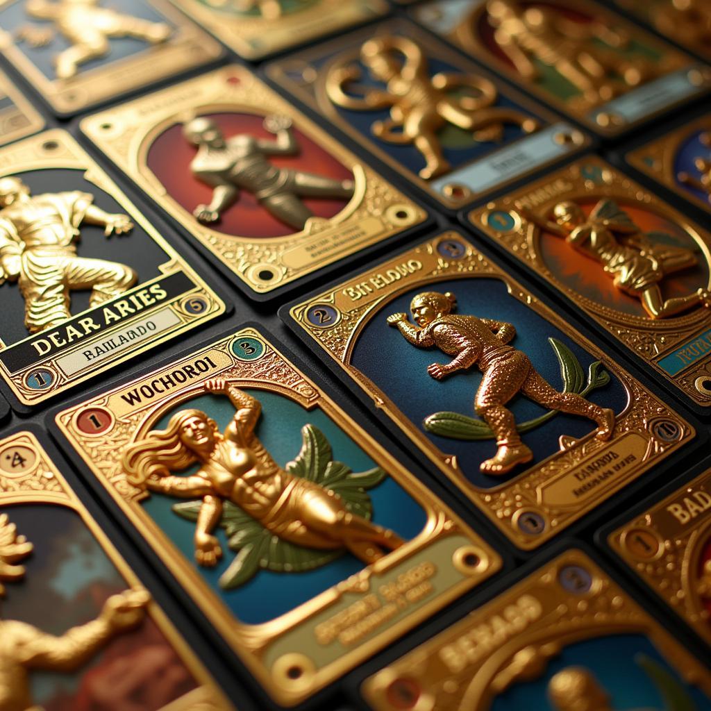 Gold Trading Cards Close Up