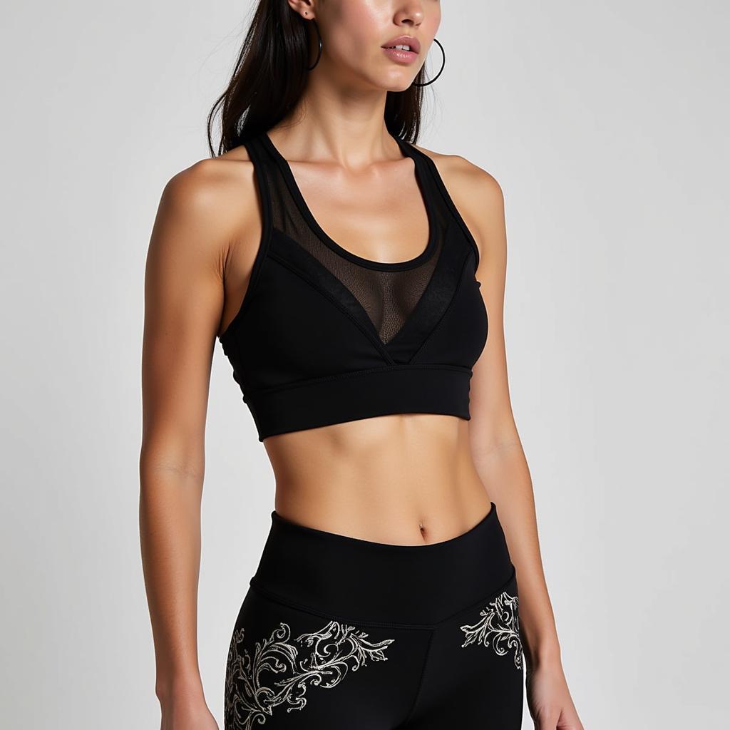 Goth athletic wear leggings and sports bra