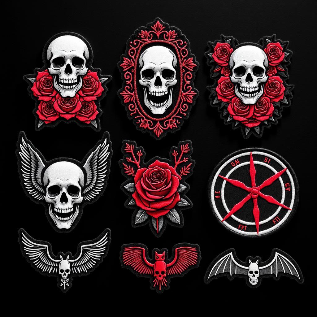 Variety of Goth Patches Displayed