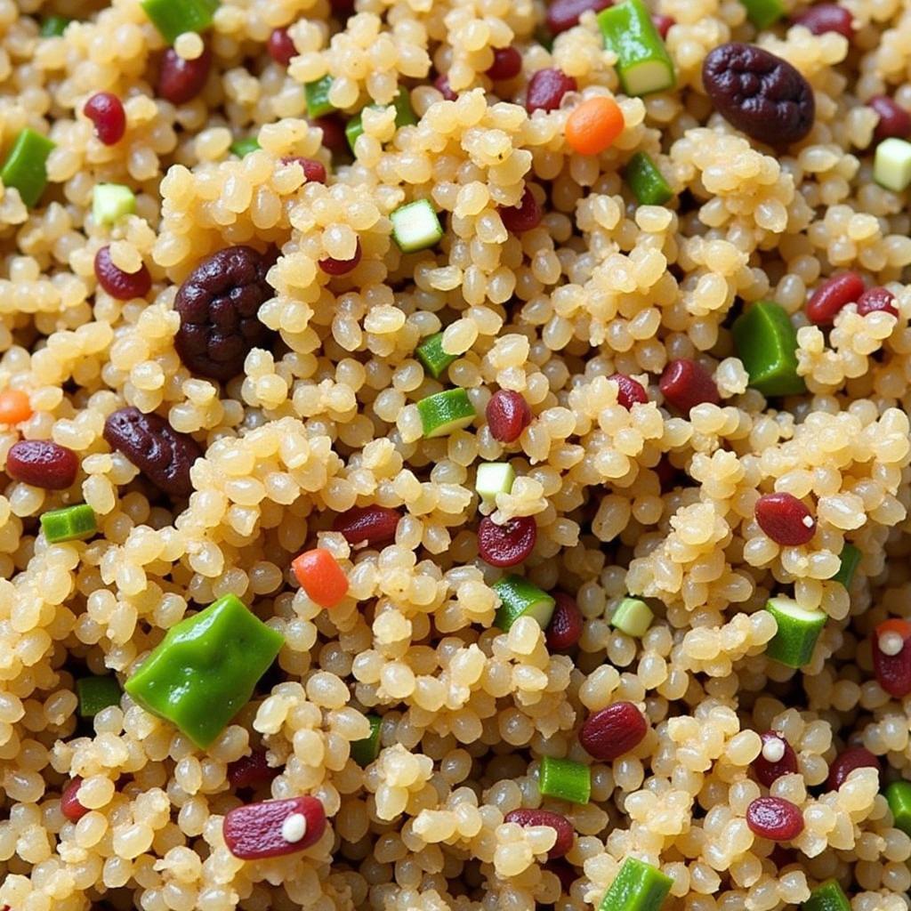 Quinoa and other grains forming a hearty salad base.