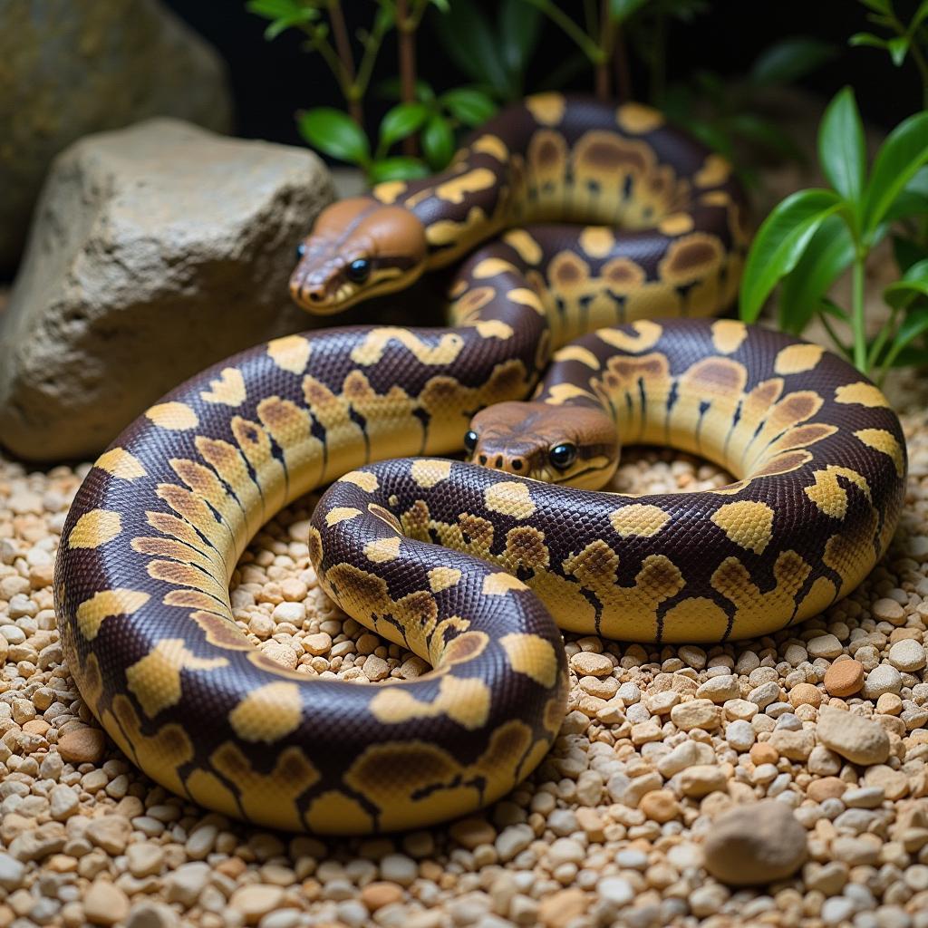 A breeding pair of Gravel Ball Pythons